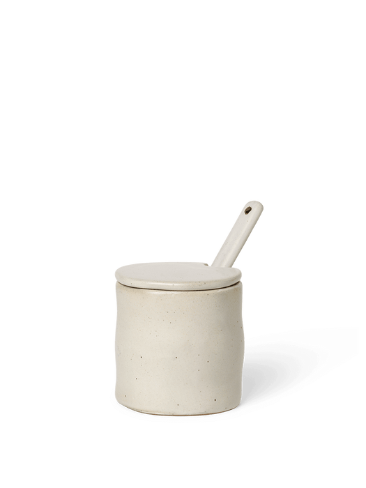 Flow Jar with spoon - Off-white speckle