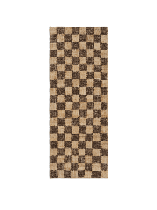 Check Wool Jute Runner - Coffee/Natural