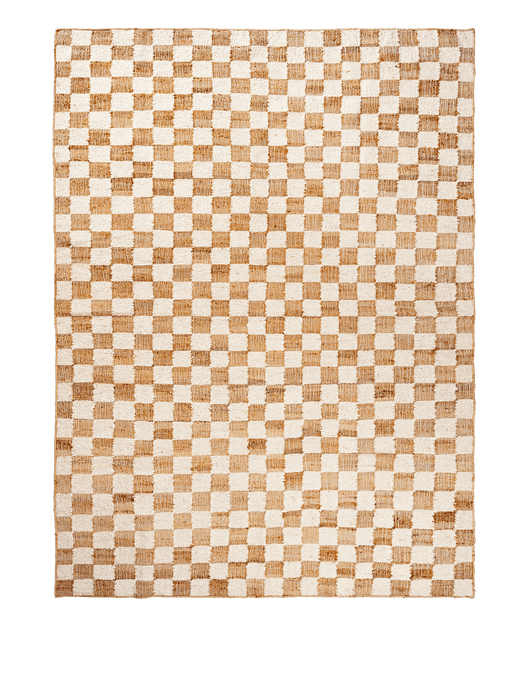 Check Wool Jute Rug - Off-white/Natural