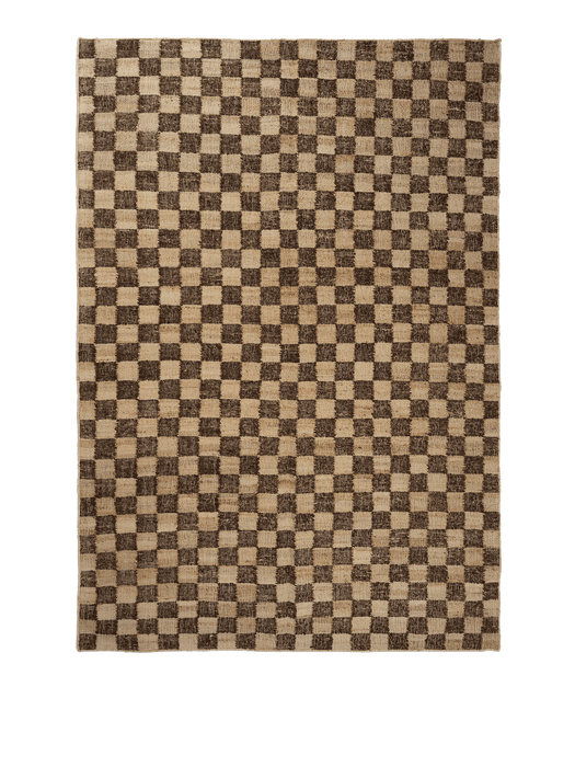 Check Wool Jute Rug - Coffee/Natural